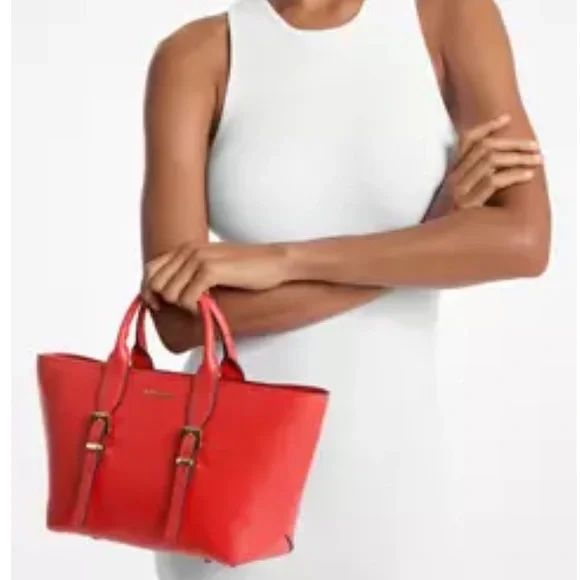 😎 NWT Michael Kors Moore Small Satchel. Genuine Leather. A POP of Spring Color! - Picture 4 of 6